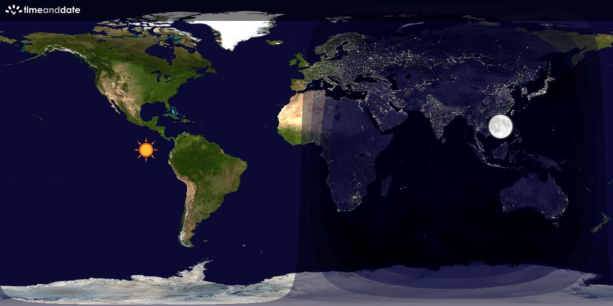 Verdenskart som viser dag og natt 