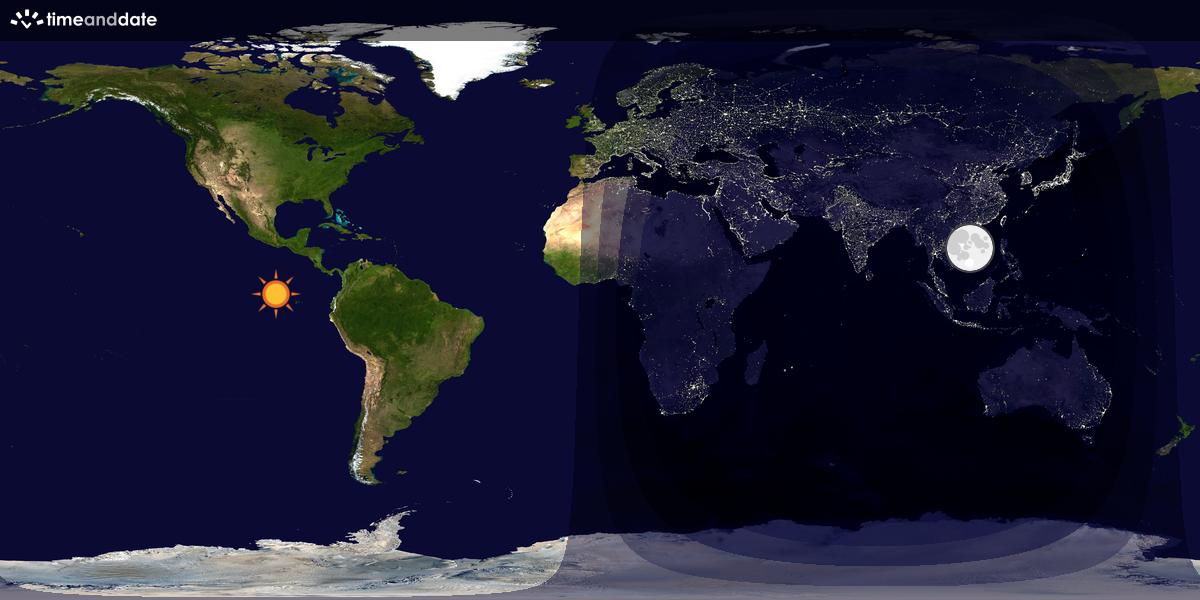 Verdenskart som viser dag og natt 