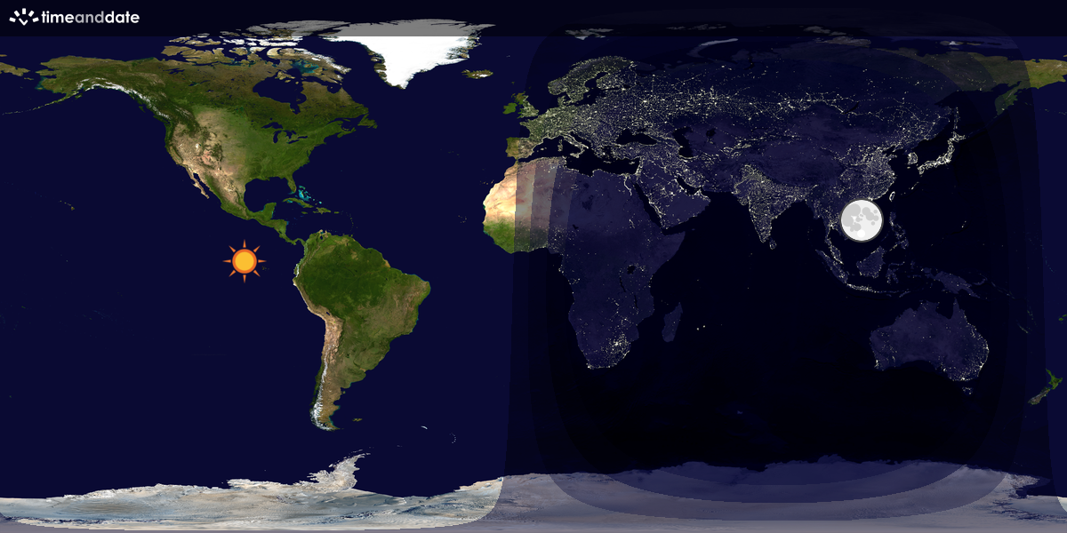 Verdenskart som viser dag og natt 