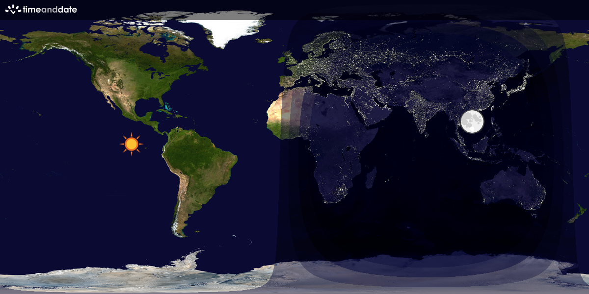 Verdenskart som viser dag og natt 