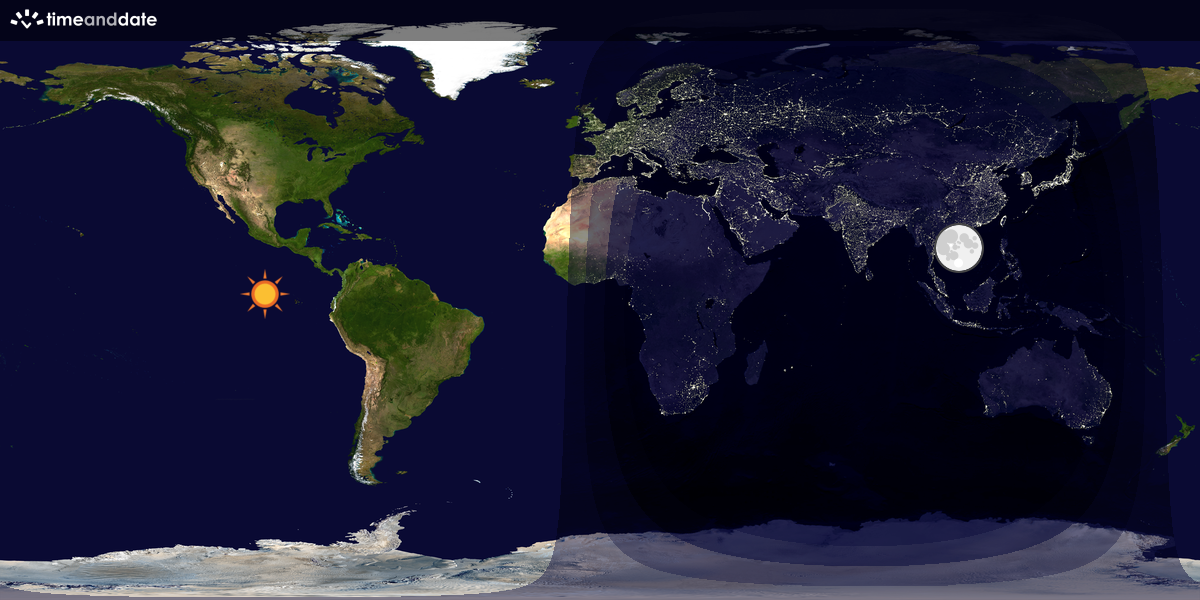 Verdenskart som viser dag og natt 