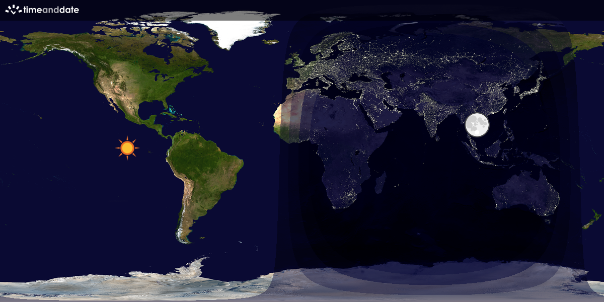 Verdenskart som viser dag og natt 