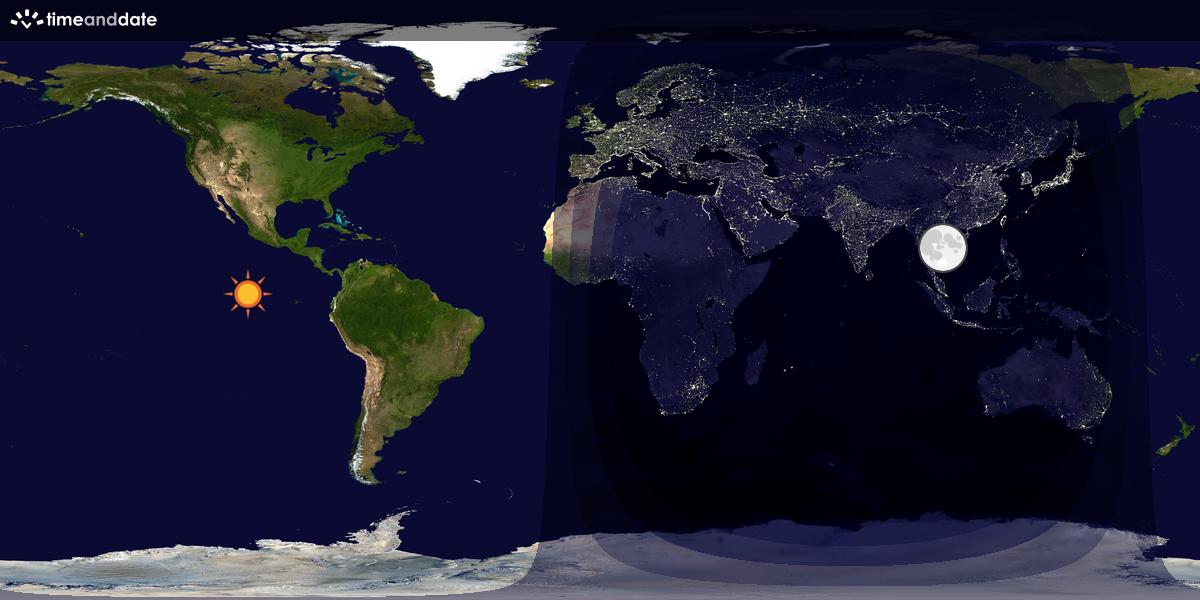 Verdenskart som viser dag og natt 