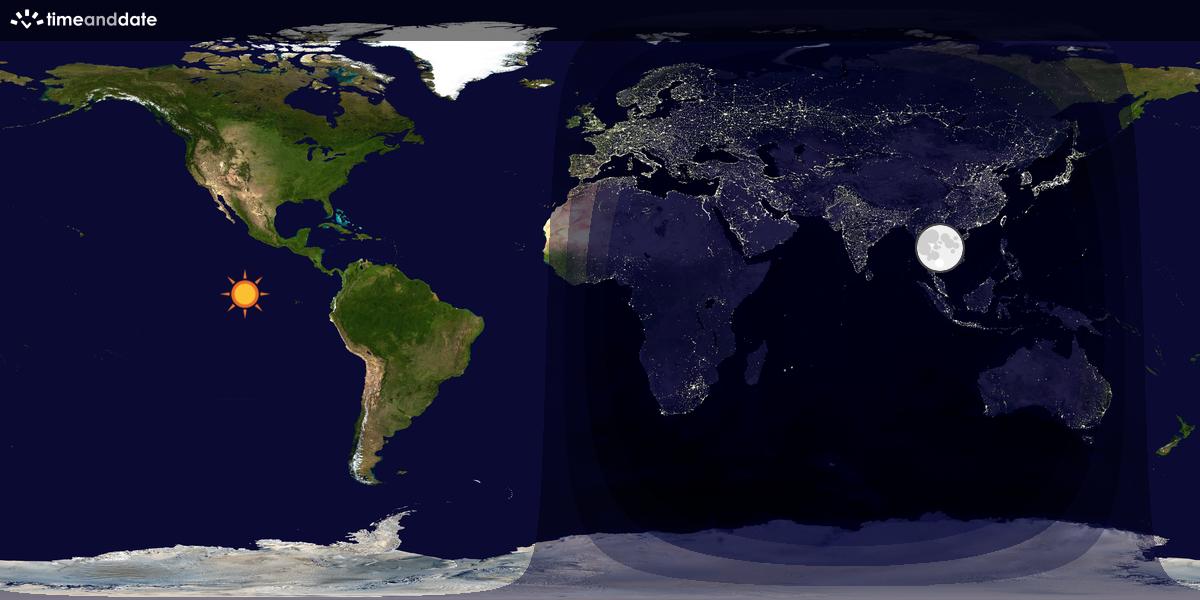 Verdenskart som viser dag og natt 