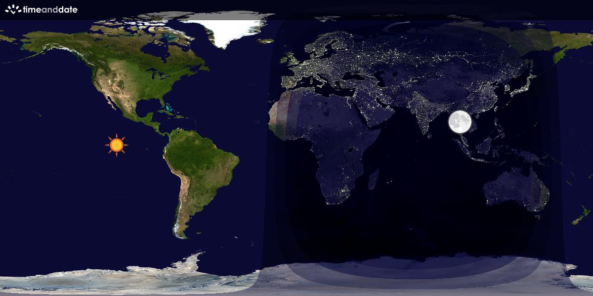 Verdenskart som viser dag og natt 