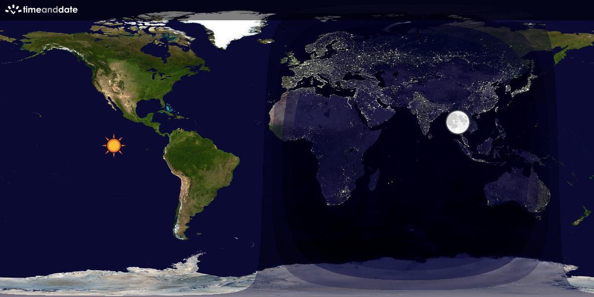 Verdenskart som viser dag og natt 