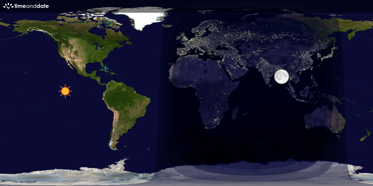 Verdenskart som viser dag og natt 