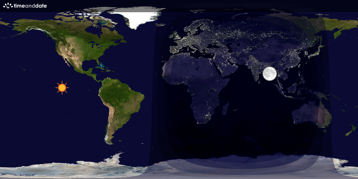 Verdenskart som viser dag og natt 