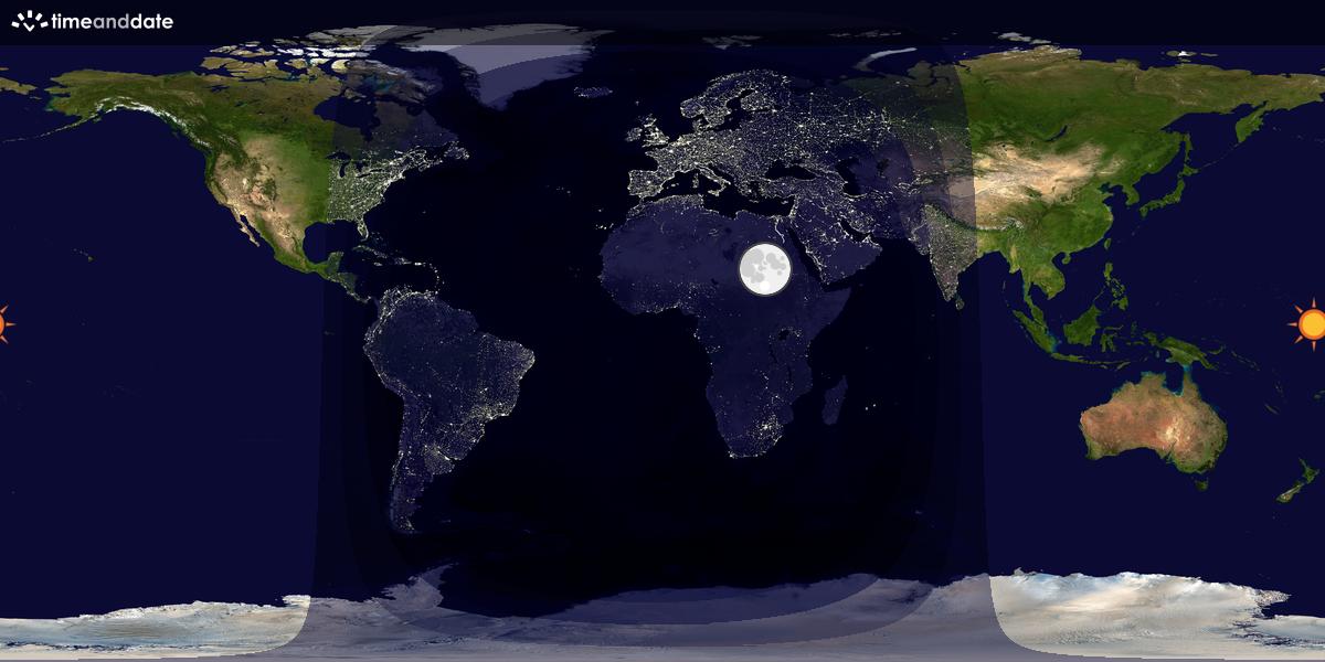 Verdenskart som viser dag og natt 