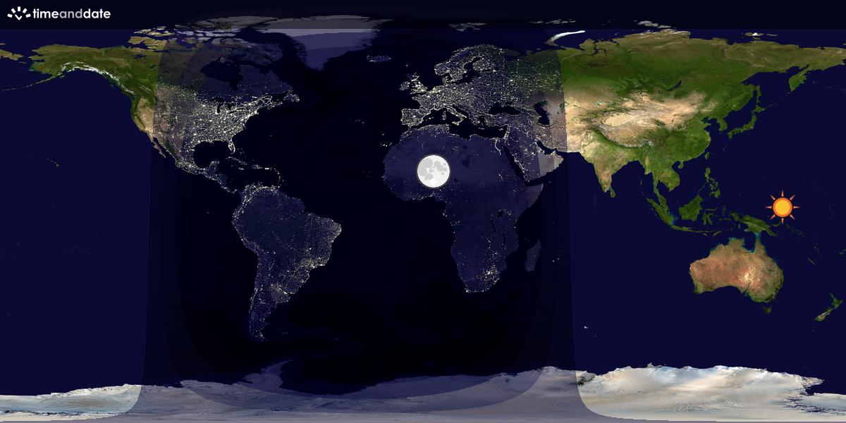 Verdenskart som viser dag og natt 