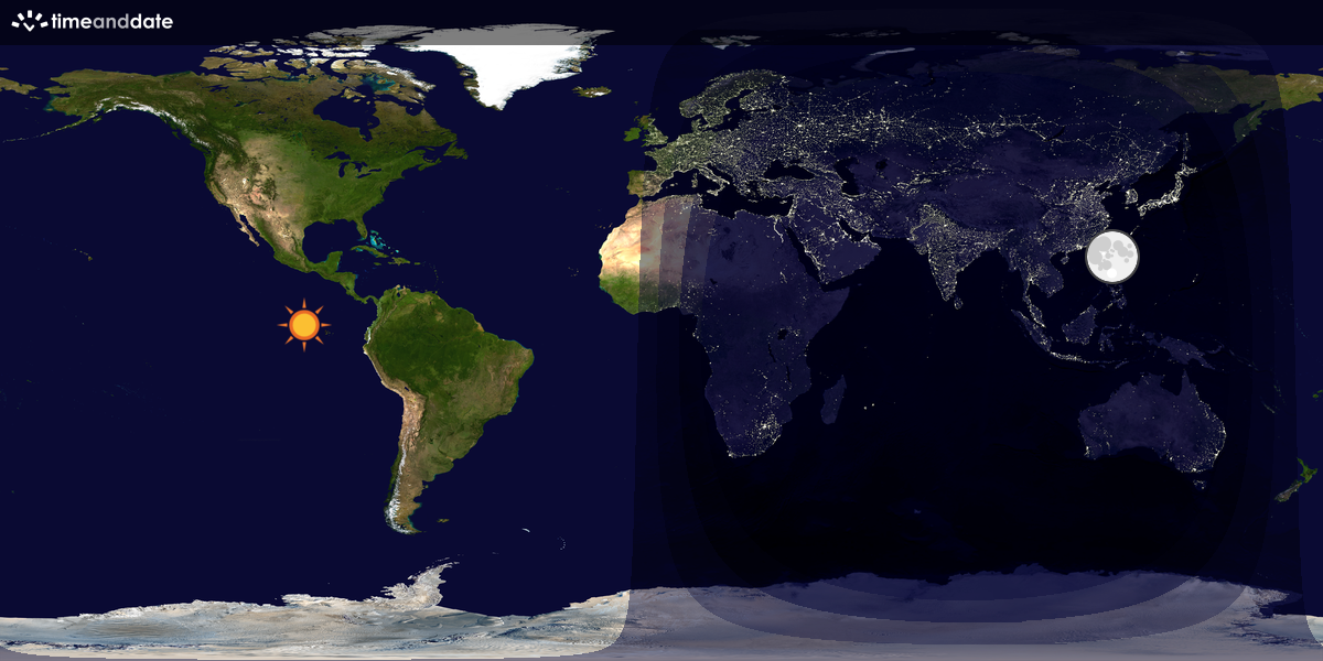 Verdenskart som viser dag og natt 