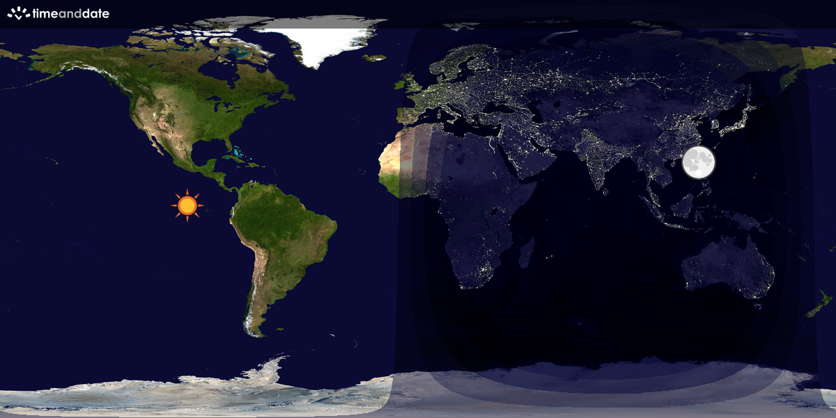 Verdenskart som viser dag og natt 