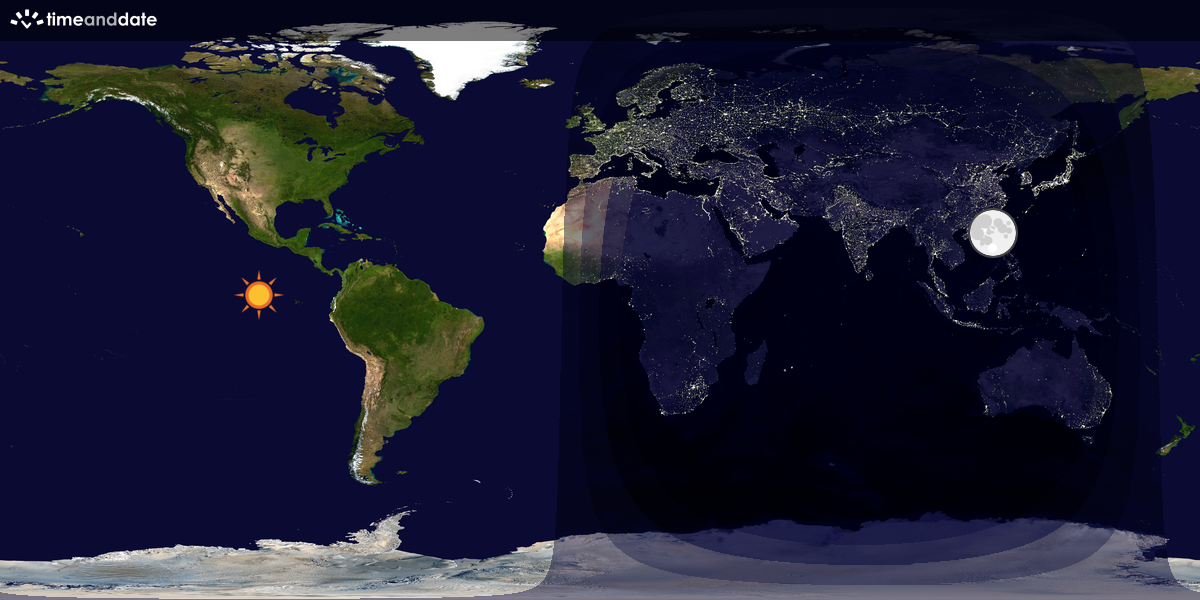 Verdenskart som viser dag og natt 