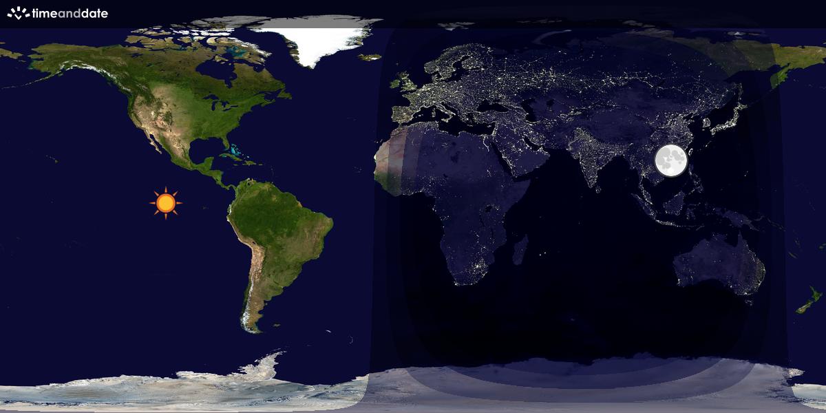 Verdenskart som viser dag og natt 