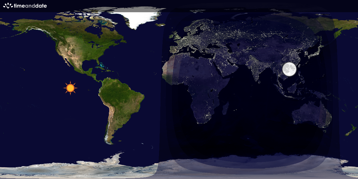 Verdenskart som viser dag og natt 