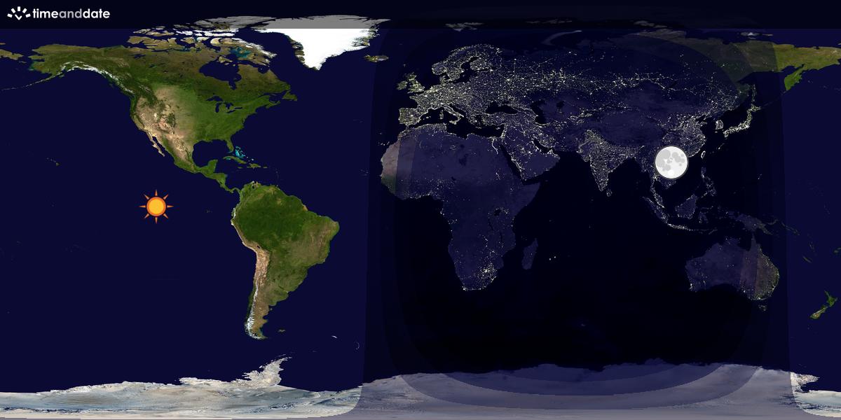 Verdenskart som viser dag og natt 