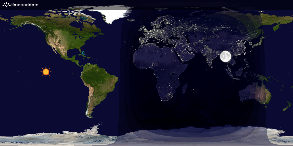 Verdenskart som viser dag og natt 