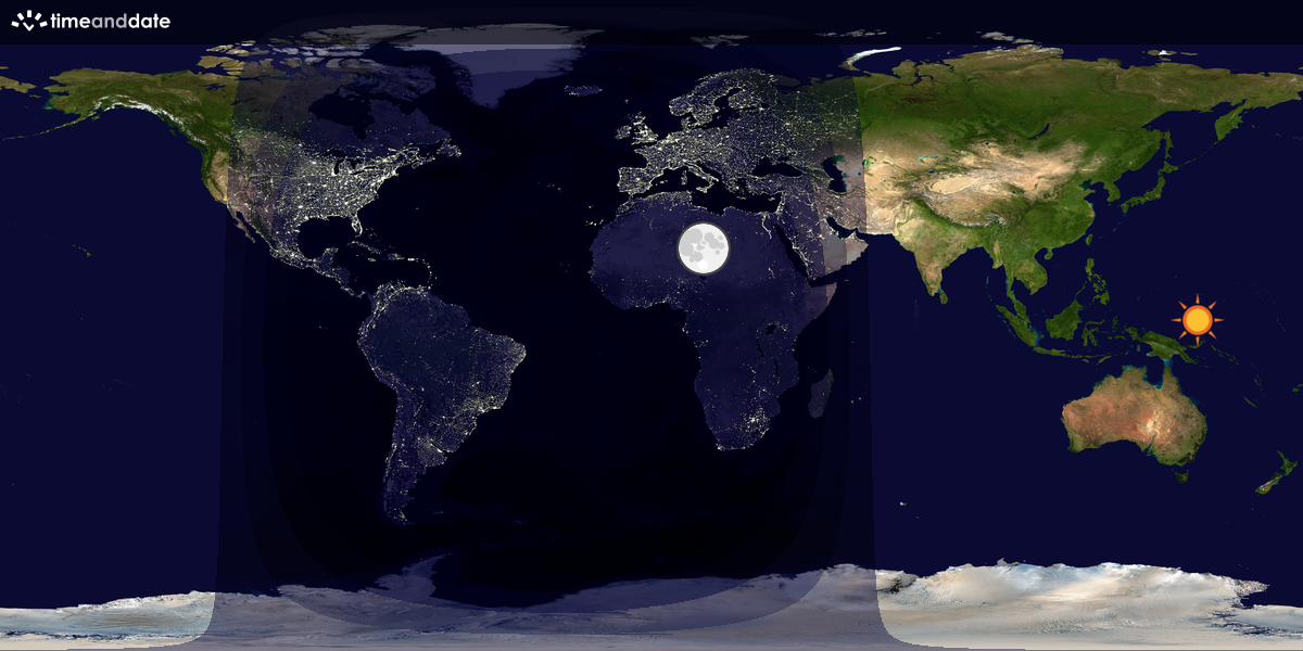 Verdenskart som viser dag og natt 