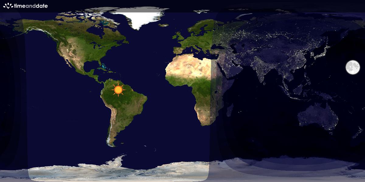 Verdenskart som viser dag og natt 