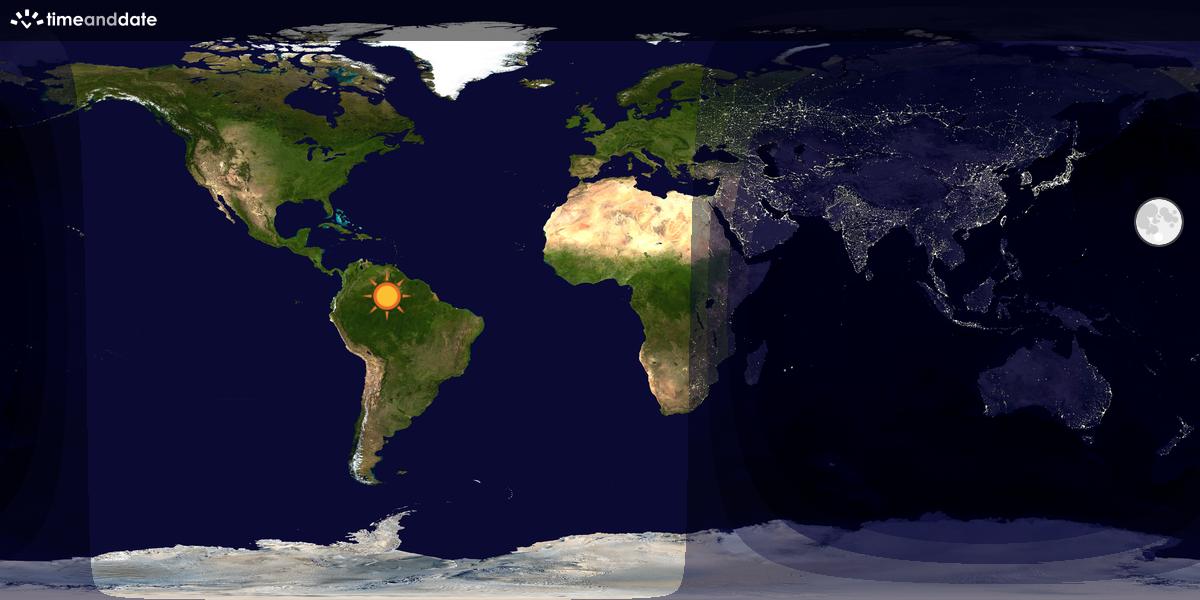 Verdenskart som viser dag og natt 