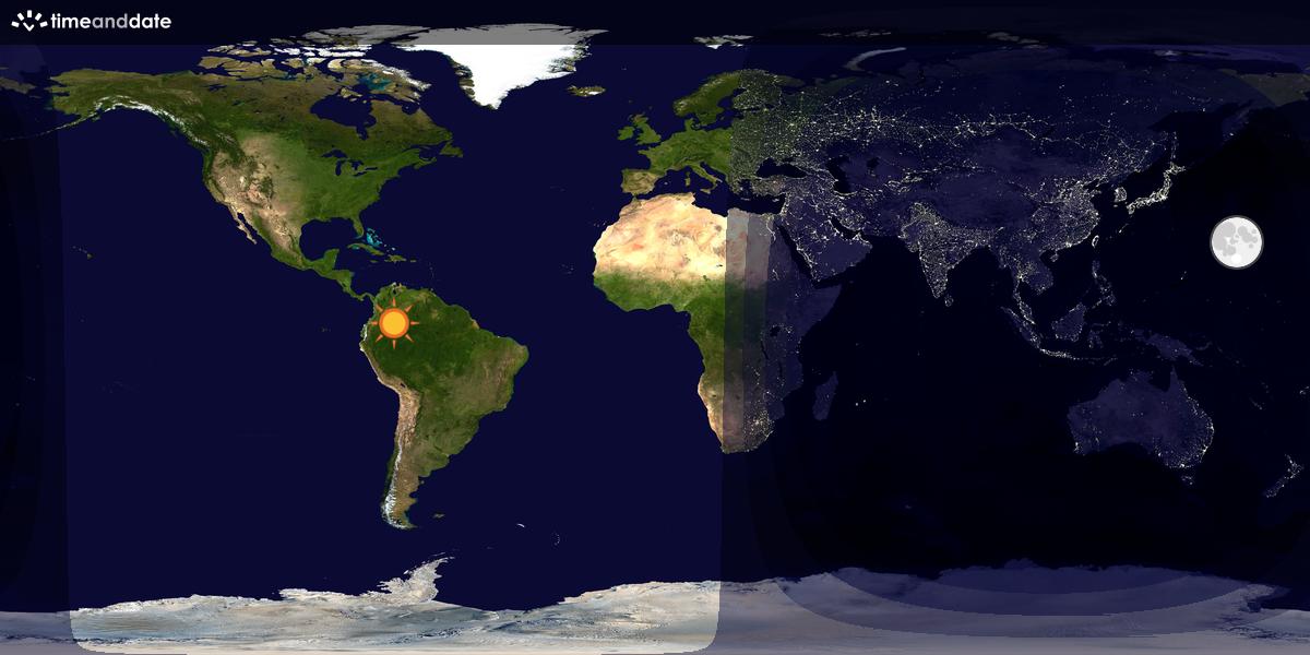Verdenskart som viser dag og natt 