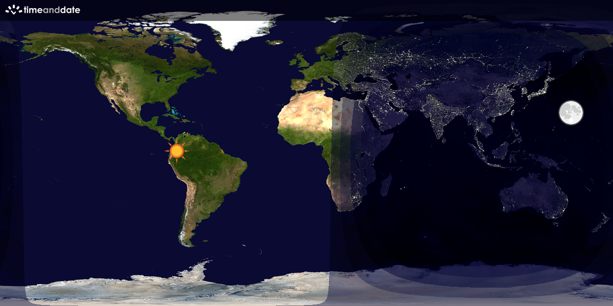 Verdenskart som viser dag og natt 