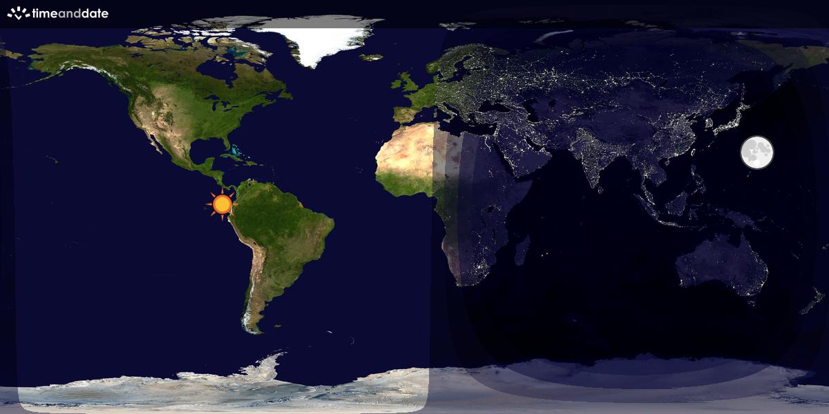 Verdenskart som viser dag og natt 