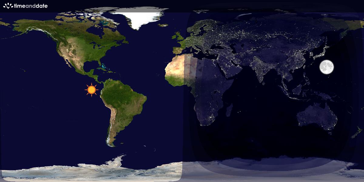 Verdenskart som viser dag og natt 