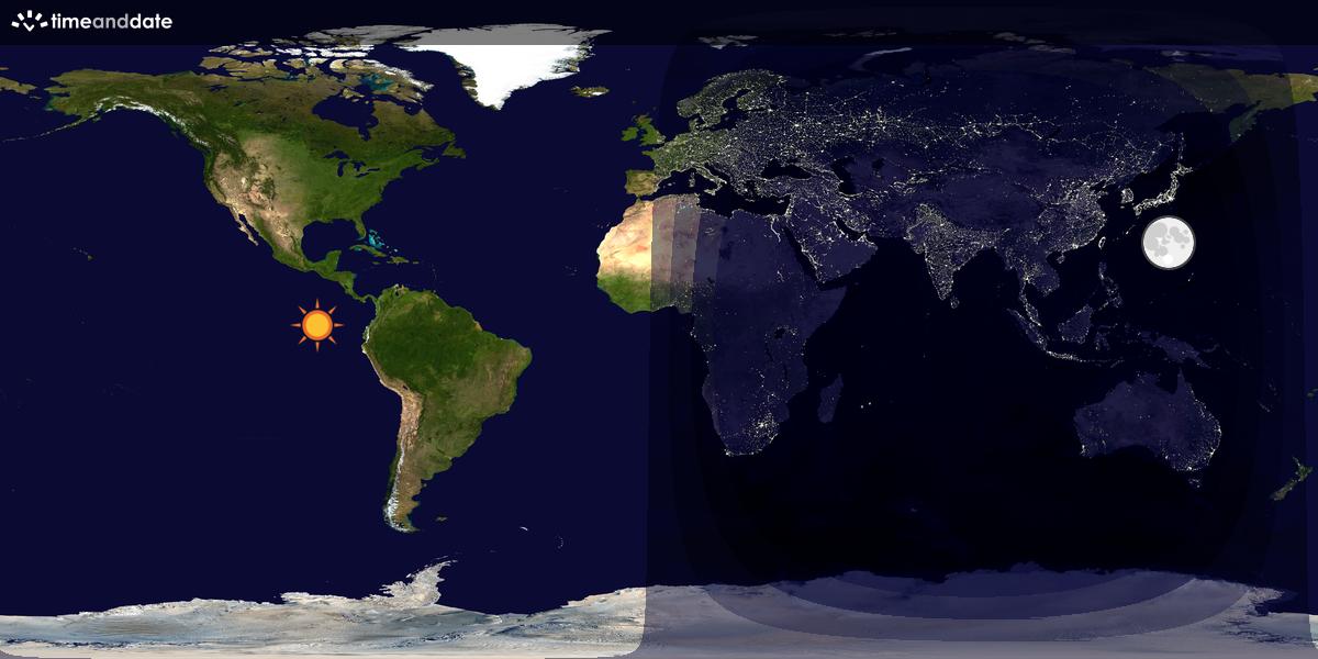 Verdenskart som viser dag og natt 