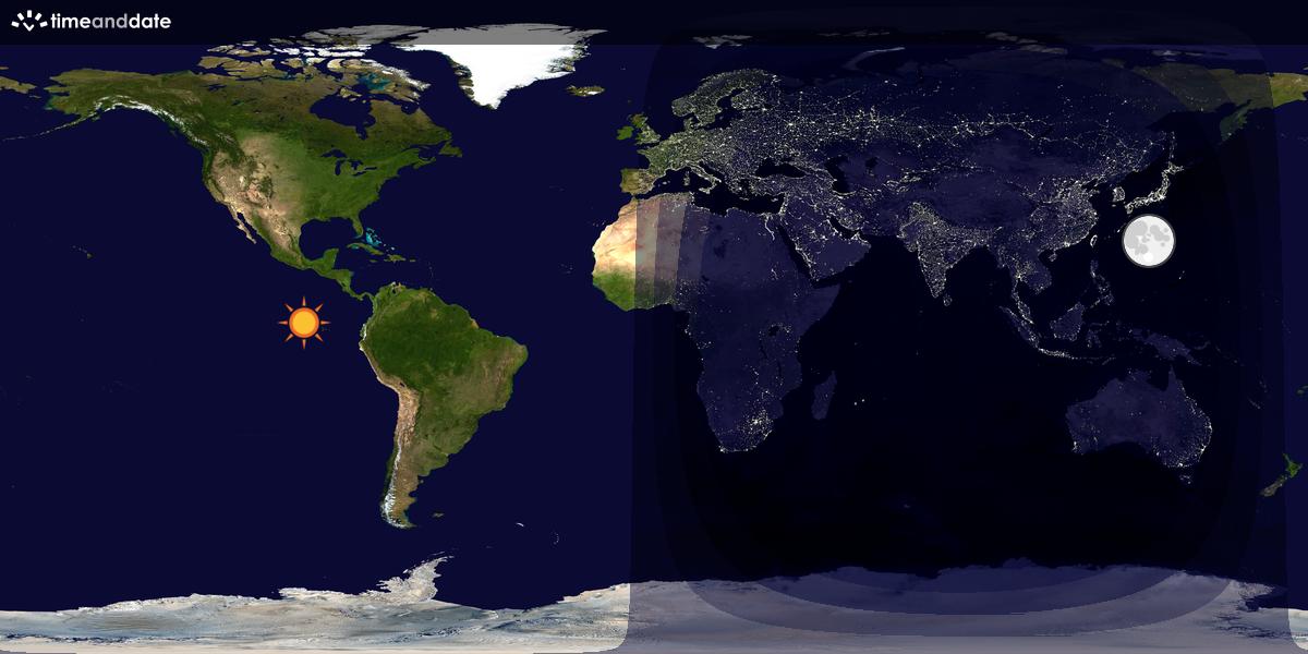 Verdenskart som viser dag og natt 