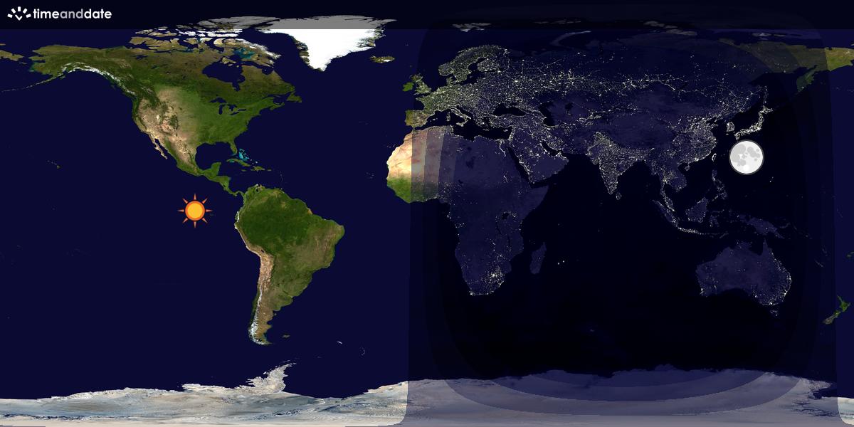Verdenskart som viser dag og natt 