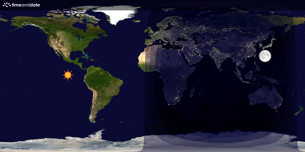 Verdenskart som viser dag og natt 
