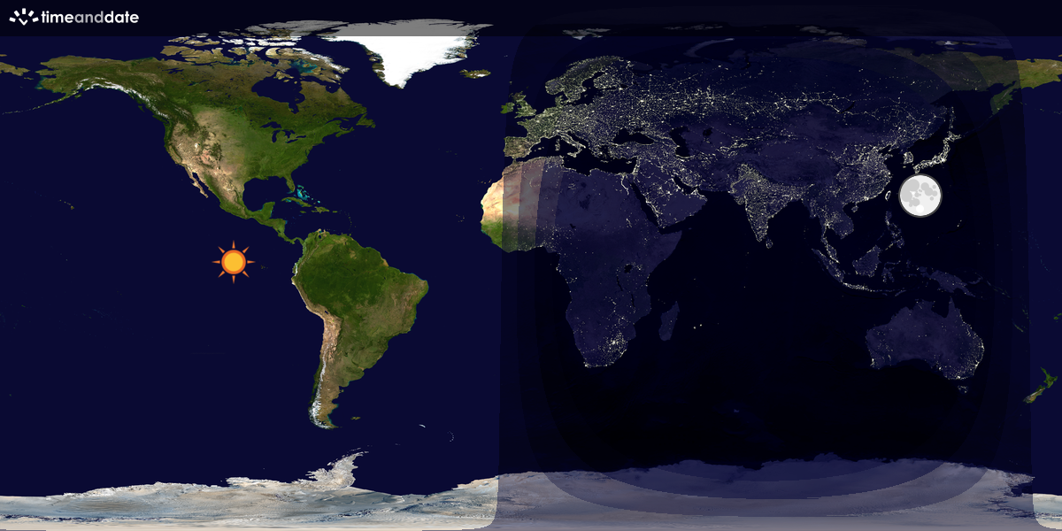 Verdenskart som viser dag og natt 