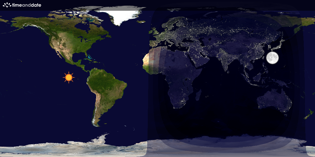 Verdenskart som viser dag og natt 