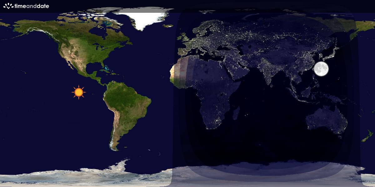 Verdenskart som viser dag og natt 