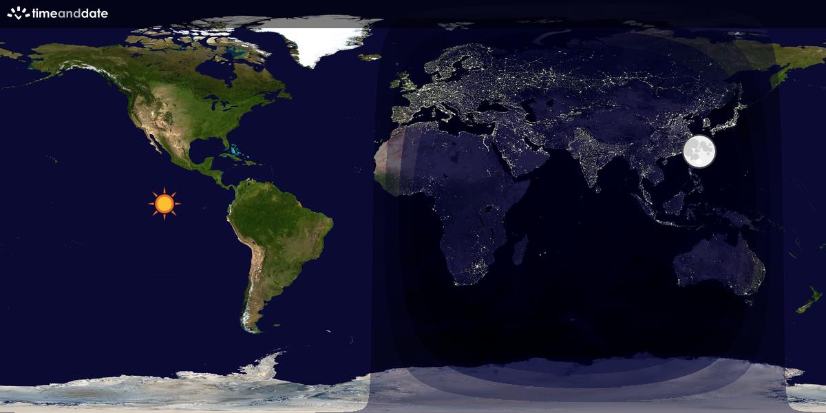 Verdenskart som viser dag og natt 