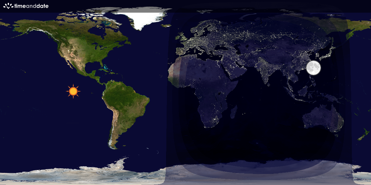 Verdenskart som viser dag og natt 