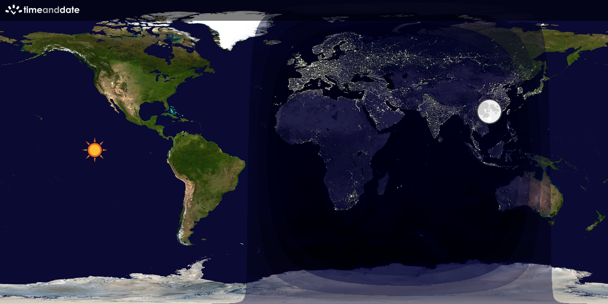Verdenskart som viser dag og natt 