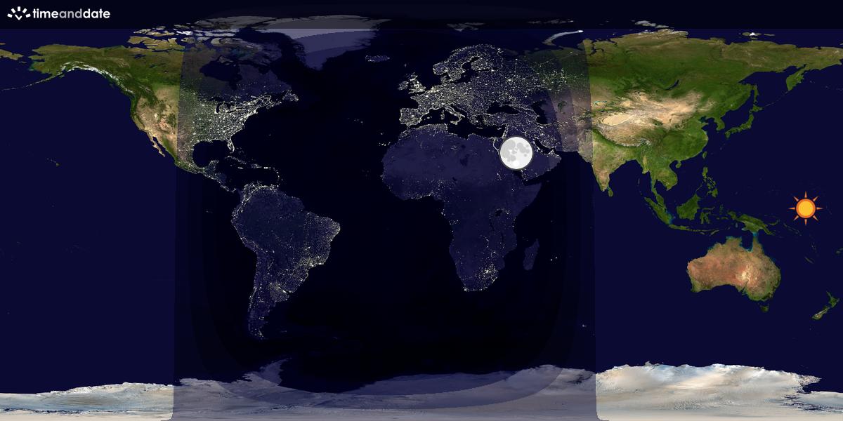 Verdenskart som viser dag og natt 