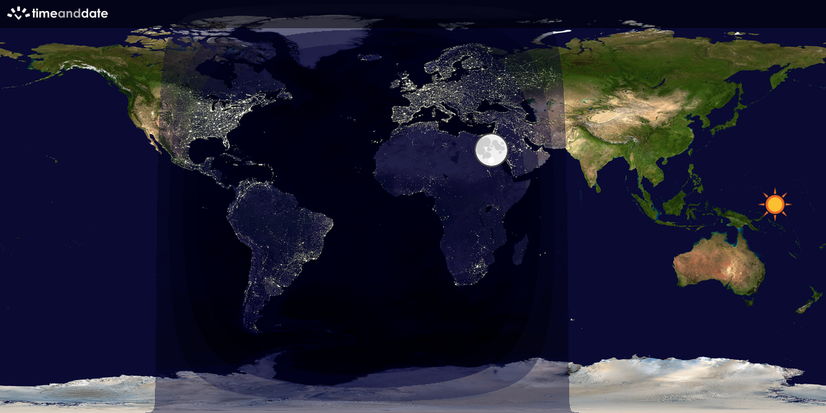 Verdenskart som viser dag og natt 
