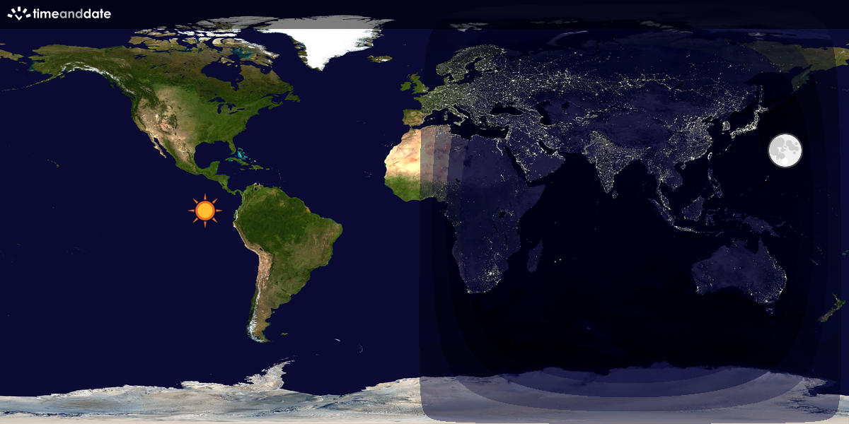 Verdenskart som viser dag og natt 