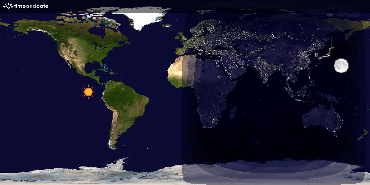 Verdenskart som viser dag og natt 