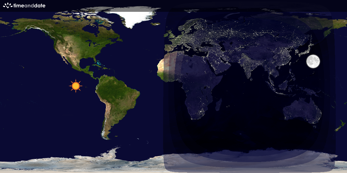 Verdenskart som viser dag og natt 
