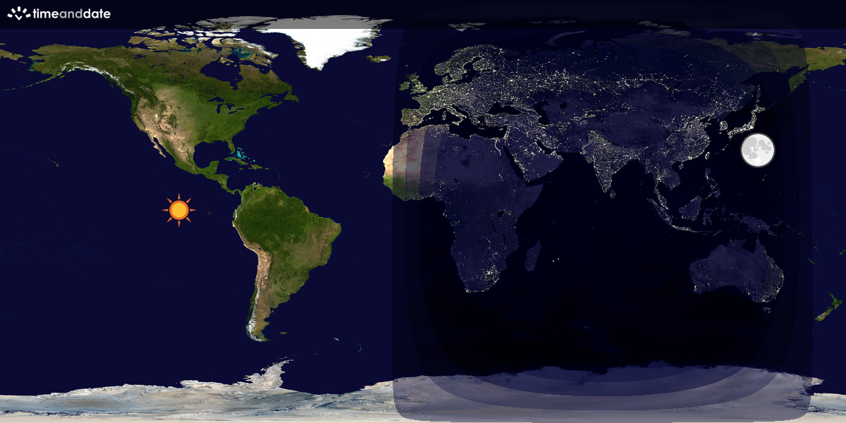 Verdenskart som viser dag og natt 