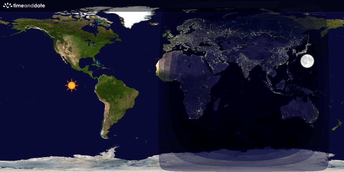 Verdenskart som viser dag og natt 