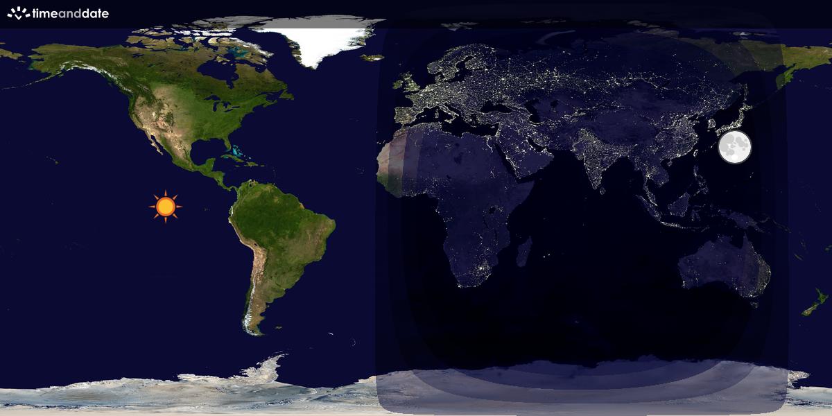 Verdenskart som viser dag og natt 