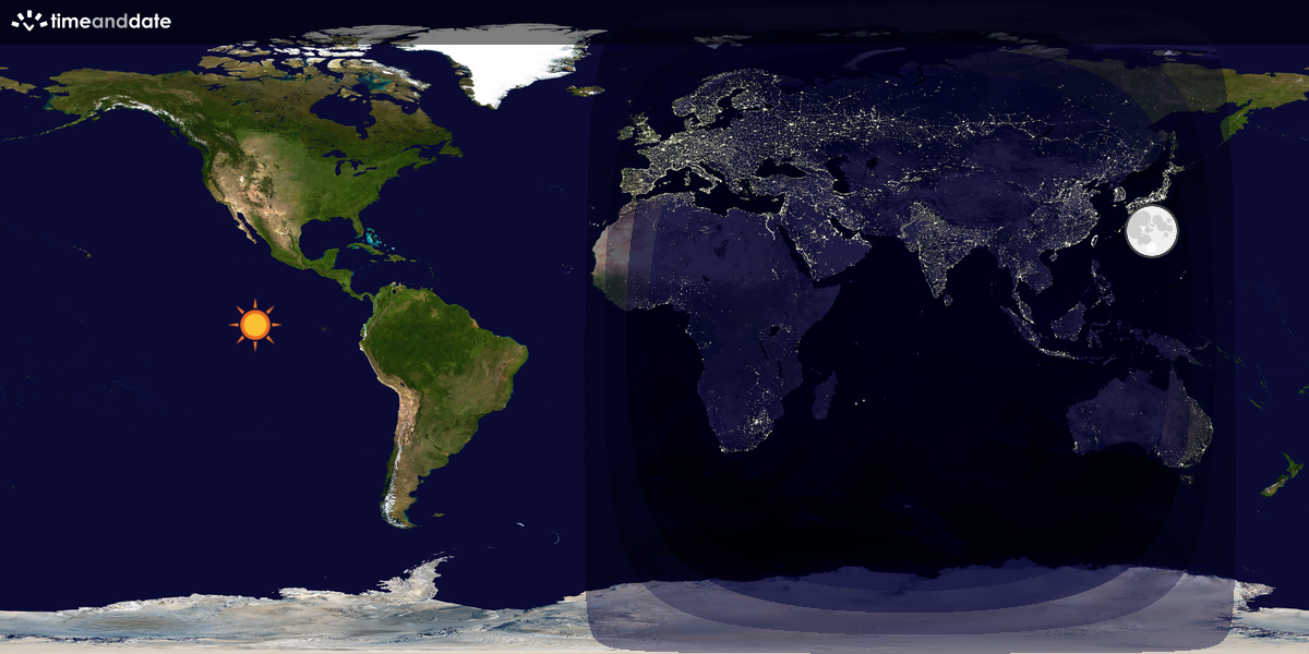 Verdenskart som viser dag og natt 
