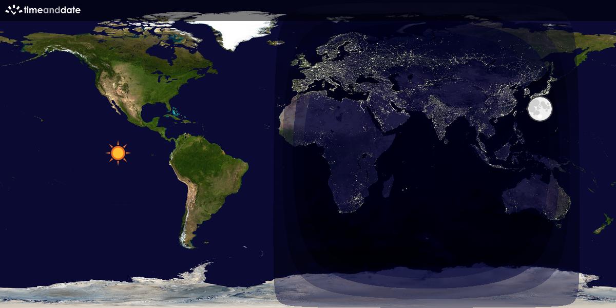 Verdenskart som viser dag og natt 