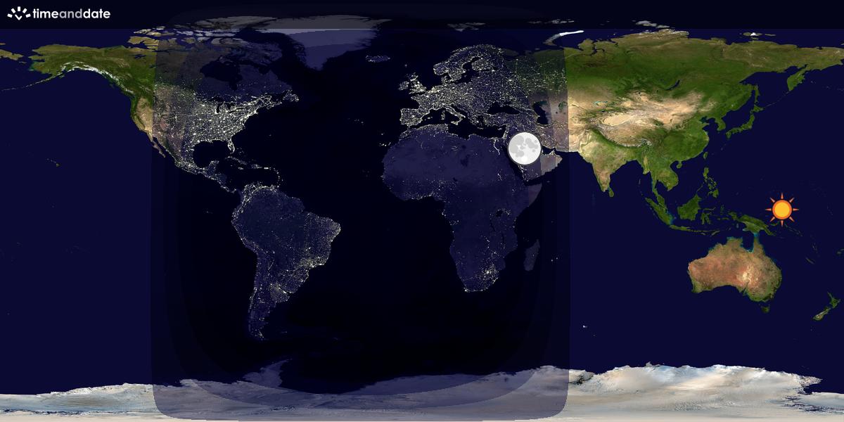 Verdenskart som viser dag og natt 