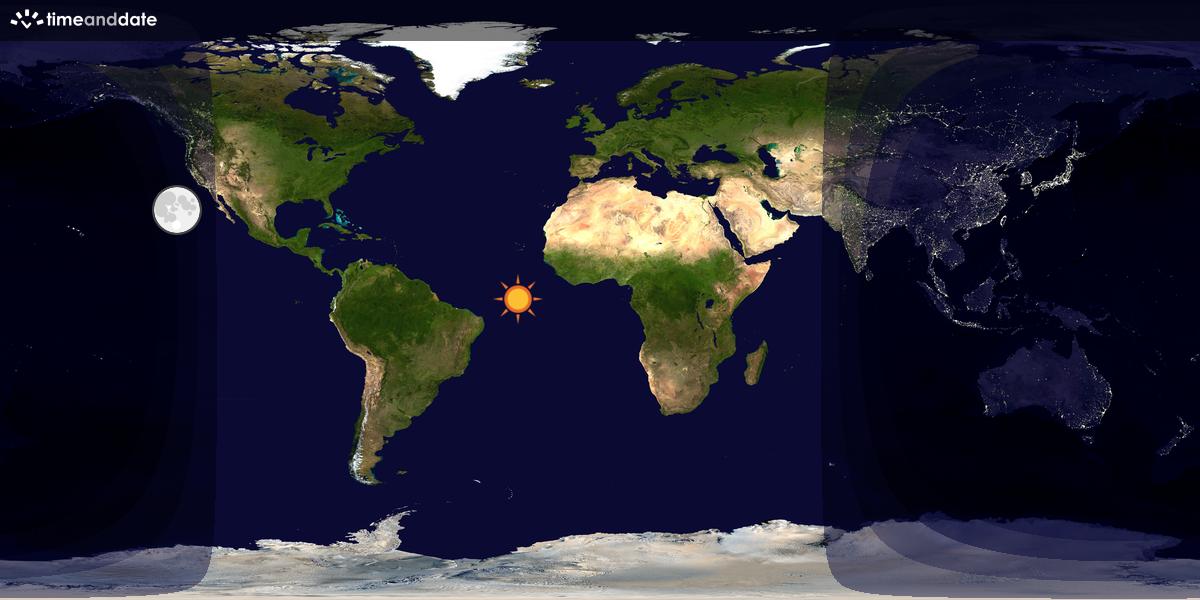 Verdenskart som viser dag og natt 